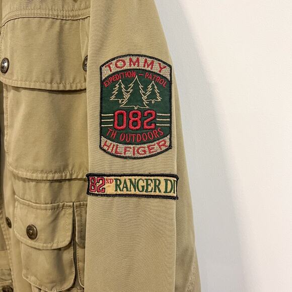 Vintage 90s Tommy Hilfiger Mens Size M Outdoor Hunting Parka Layer Jacket Khaki - Picture 6 of 16